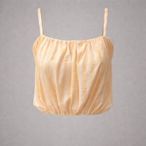 🔥🔥🔥Wild Fable Yellow White Striped Cropped Cami Tank Top Elastic Hem Large